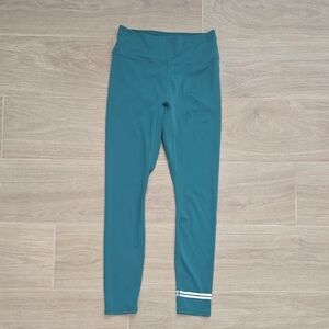 Fabletics Green High Waist Leggings with Stripe Detail 7/8 Length Women's Sz Med